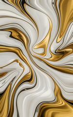A mesmerizing abstract painting with a predominantly white and gold color palette.