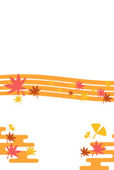 秋の川を紅葉が流れるフォトフレーム、ポップフレーム素材