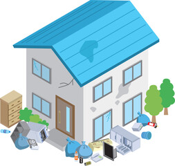 ゴミが溢れている住宅