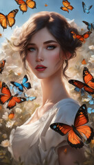 Girl with butterflies in her hair