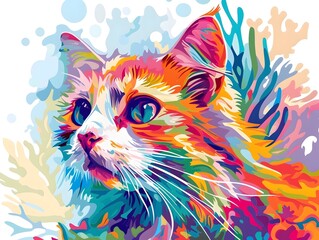 Graceful Feline in Vibrant Coral Reef An Underwater Ballet of Movement and Color