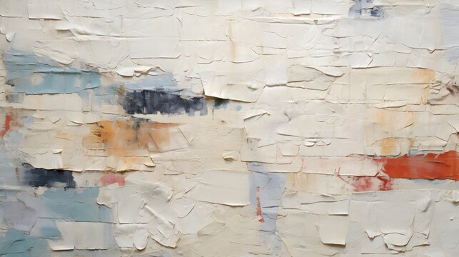 texture papier peint d&eacute;chir&eacute; blanc bleu et orange, craquel&eacute; et froiss&eacute;, g&eacute;n&eacute;r&eacute; par IA