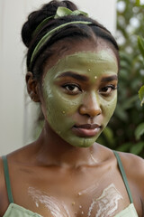 Young Woman with Face Mask, Skincare Routine