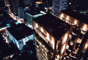 'lights Aerial hotel windows Bangkok view Thailand Travel City Building Architecture Hotel Thailand...