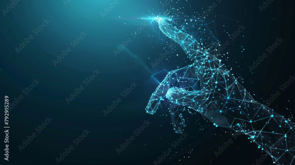 Poster With AI, machine learning, data mining, and other modern computer technologies, I was able to touch low poly icons using my fingers.