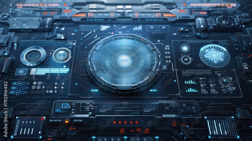Leinwandbilder interface of a spaceship with digital technology