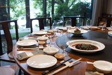 table setting in a restaurant