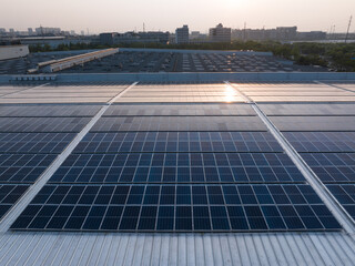 view of solar power panels on roof