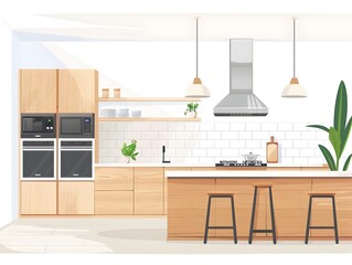Minimalist Scandinavian Kitchen Design with Sleek Appliances and Natural Wood Tones
