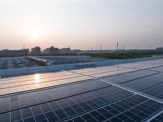 view of solar power panels on roof