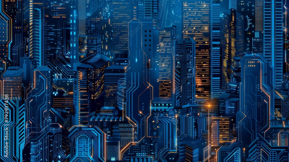 Aufkleber Electronic patterns combined with microchips and digital twins
