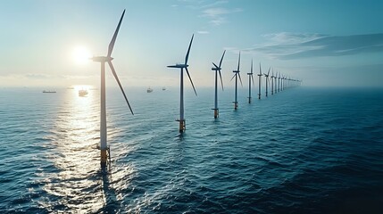 Aerial View of Offshore Wind Farm