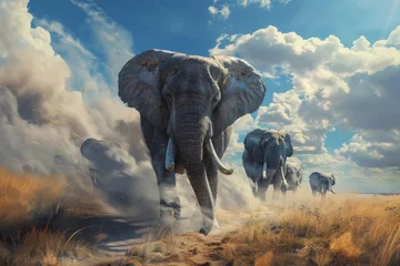 Foto op Aluminium Elephant family walks across the savannah © wpw