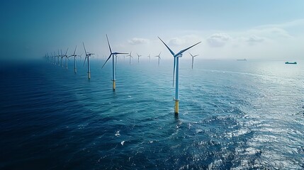 Aerial View of Offshore Wind Farm