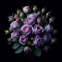 Purple roses on a dark background. - 792919423
