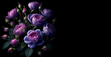 Purple roses on a dark background. - 792919485