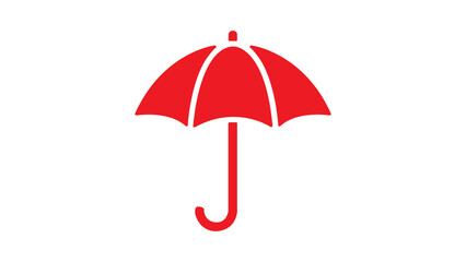A simple red umbrella silhouette providing protection or insurance concept isolated against a solid white background perfect for safety marketing. © esman