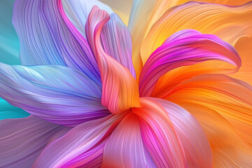 Vibrant Multicolored Flower with Blue, Orange, and Pink Color Scheme Displayed on Computer Screen Background