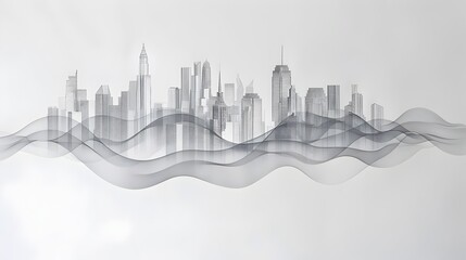 Flowing City Skyline: A Geometric Depiction of Urban Architecture in a Single Line