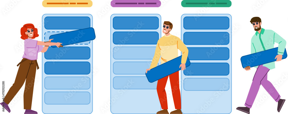 Wall mural user card sorting website vector. experience usability, research information, navigation testing user card sorting website character. people flat cartoon illustration