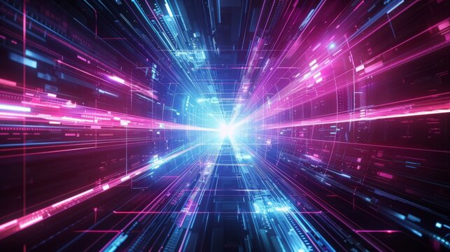 Futuristic Digital Cyberspace with High-Speed Data Stream