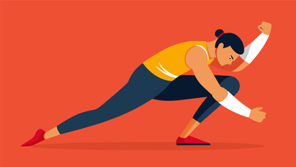 With one foot planted firmly on the ground a fighter reaches across their body to grab their ankle behind them pulling it towards their for a