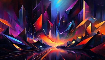 Contemporary style abstract digital painting made with lighting colors for your original design background.