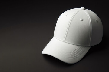White cap on black background. Space for text.