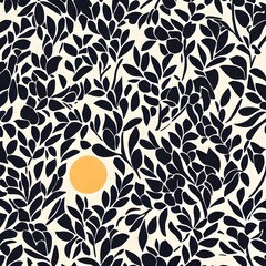 pattern with leaves and sun