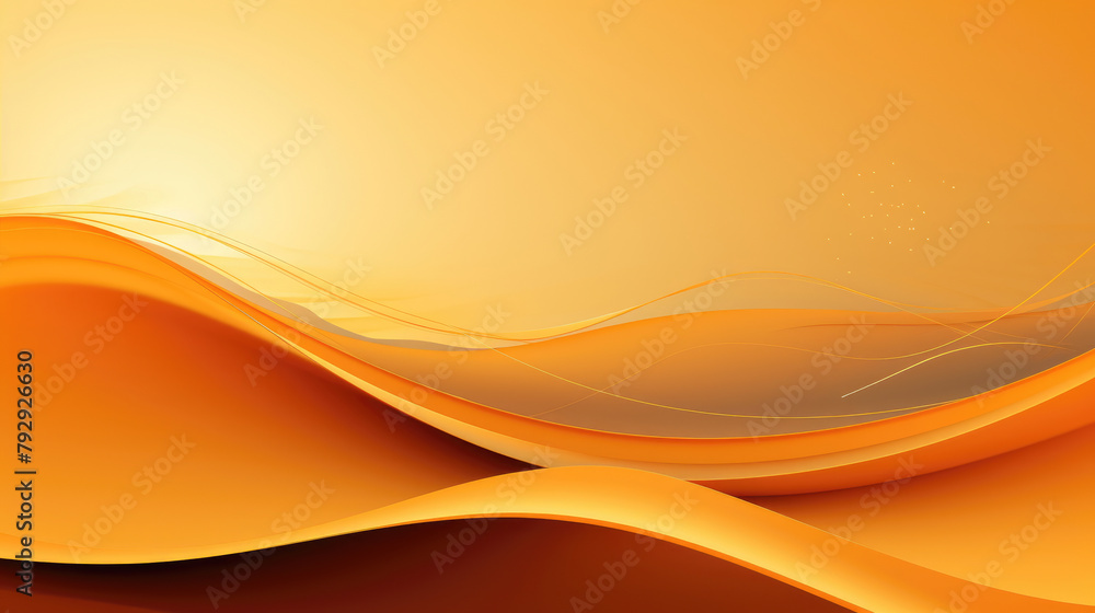 Poster golden sunrise hues with delicate curves and subtle sparkling elements, creating a warm abstract lan