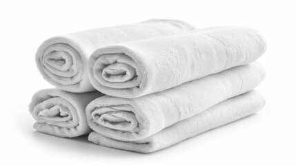On a white background, white beach towels are isolated