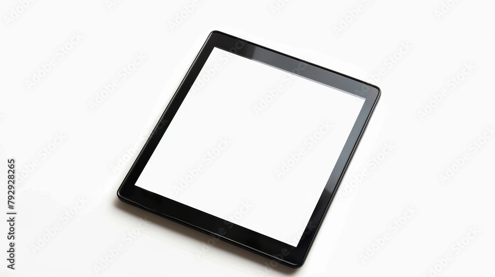 Poster The blank screen of a black tablet computer is isolated on a white background, Technology Digital Portable Information Device Mockup