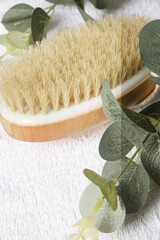 Dry skin wooden body brush for anti cellulite and lymphatic drainage massage	