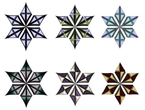 3d shiny colorful floral star stickers 46