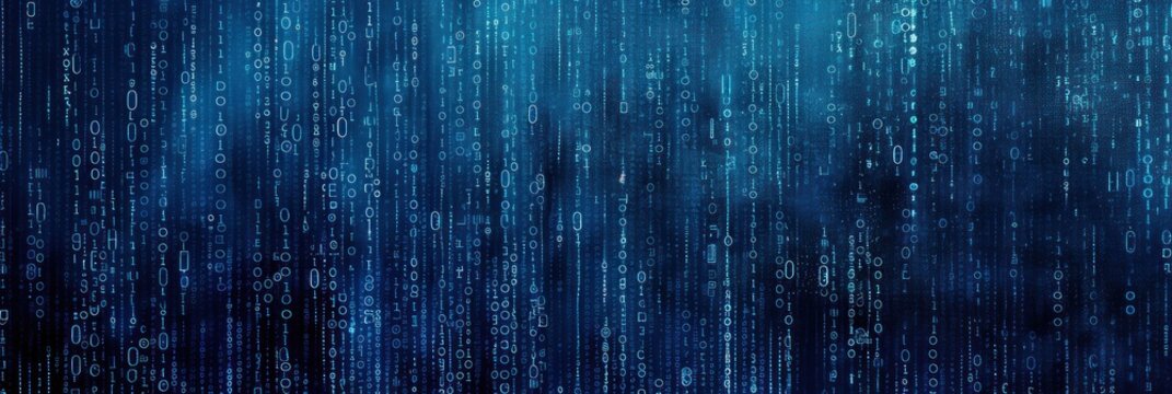 Futuristic Blue Binary Code Data Stream on Computer Monitor for Background