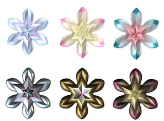 3d shiny colorful floral star stickers 25