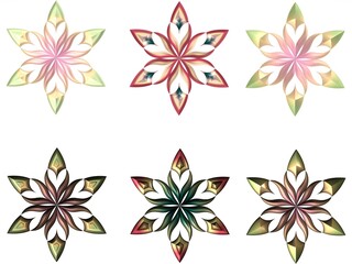 3d shiny colorful floral star stickers 26