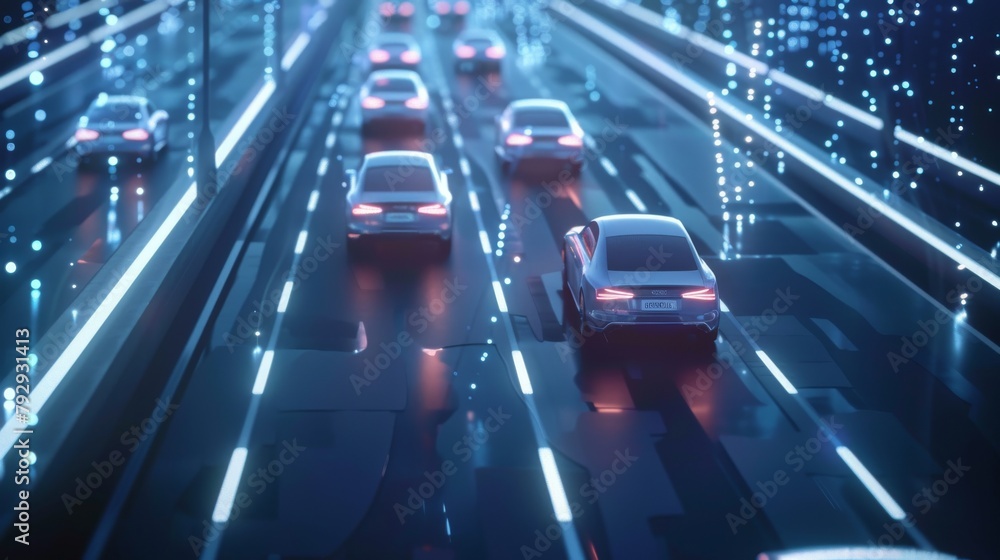 Poster cars that are autonomous and connected to each other.