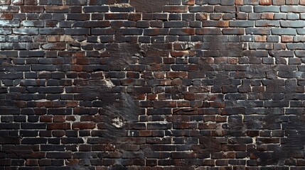 Dramatic shadow cast on a rugged brick wall, enhancing its rugged charm and architectural character.