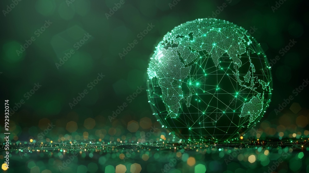 Aufkleber wireframe globe of the world; polygon elements for infographics