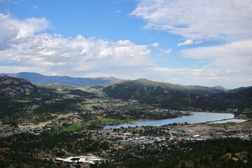 View of Rocky Mountains in Estes Park, Colorado