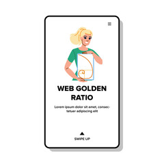 layout web golden ratio vector. aesthetics proportion, balance harmony, mathematics art layout web golden ratio web flat cartoon illustration