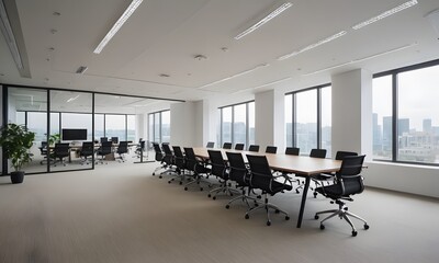 Empty office open space interior. Business conference company background