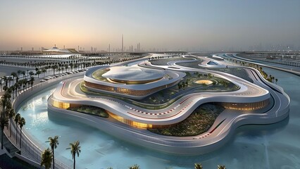 Yas Marina Circuit Map in Abu Dhabi Shows Track Layout. Concept Travel, Yas Marina Circuit, Abu Dhabi, Map, Track Layout - obrazy, fototapety, plakaty