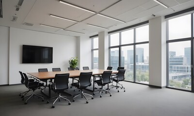 Empty office open space interior. Business conference company background