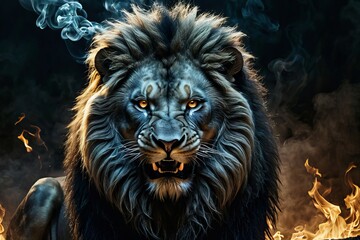 Fototapeta premium lion head with background content created with generative AI software