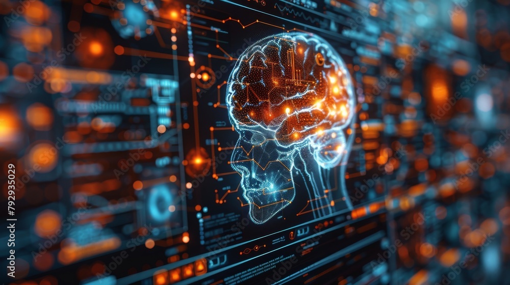 Aufkleber health care technology abstract interface for brain signal scans