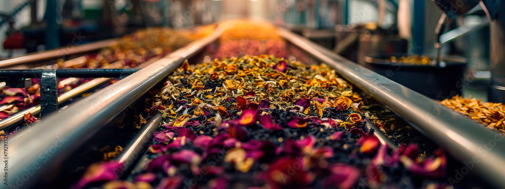 Wall mural tea in the factories industry. selective focus.