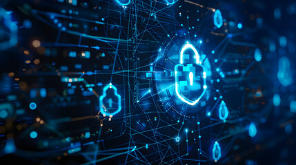 Cyber security system and data protection. Person using digital tablet protecting personal data with virtual network connection, smart solution from cyber attack, cybersecurity technology