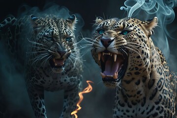 close up portrait of a leopard content created with generative AI software